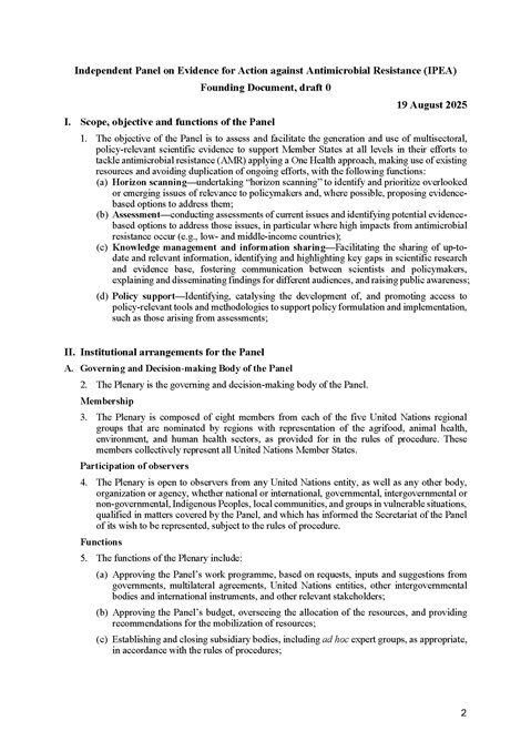 Independent Panel on Evidence for Action against Antimicrobial Resistance (IPEA) Founding Document, draft 0