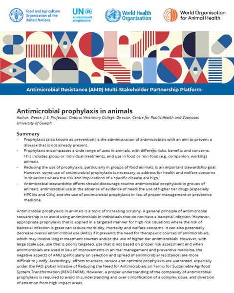 Antimicrobial prophylaxis in animals