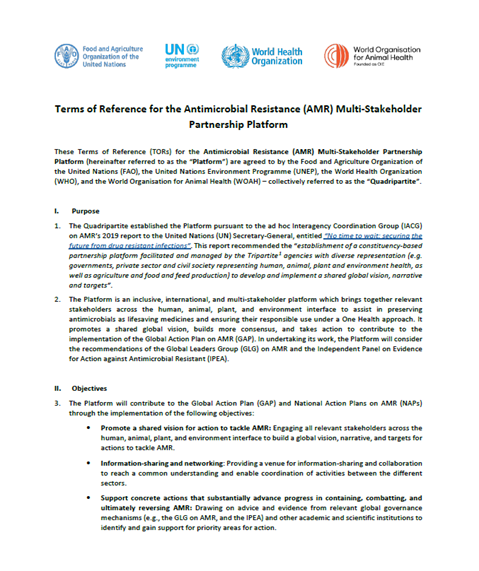 Terms of Reference for the Antimicrobial Resistance (AMR) Multi-Stakeholder Partnership Platform