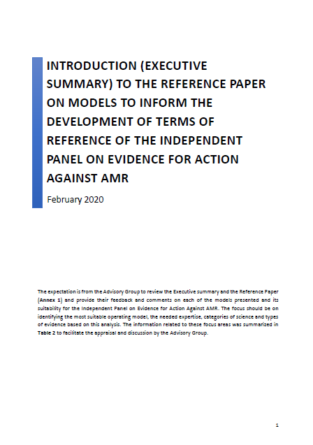 Reference Paper on Models to Inform the Development of Terms of Reference of the Independent Panel on Evidence for Action against AMR