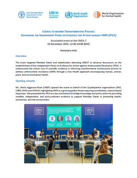 Science to inform Transformative Policies: Advancing the Independent Panel on Evidence for Action against AMR (IPEA)